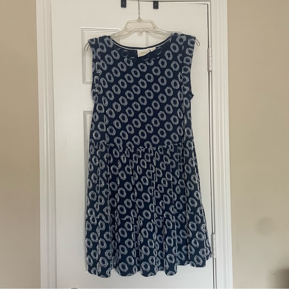 NWOT Anthropology Maeve Lisanne blue textured pattern dress